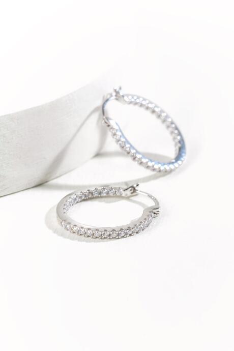 Francesca's Torra Pav Small Hoop Earring - Crystal