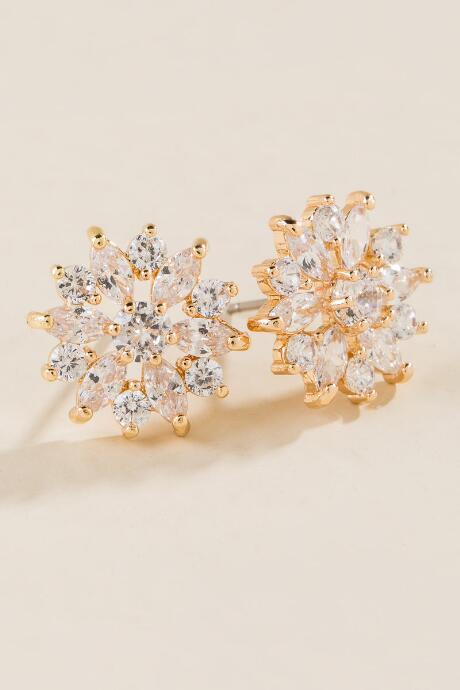 Francesca's Ailsa Crystal Flower Stud Earring - Crystal