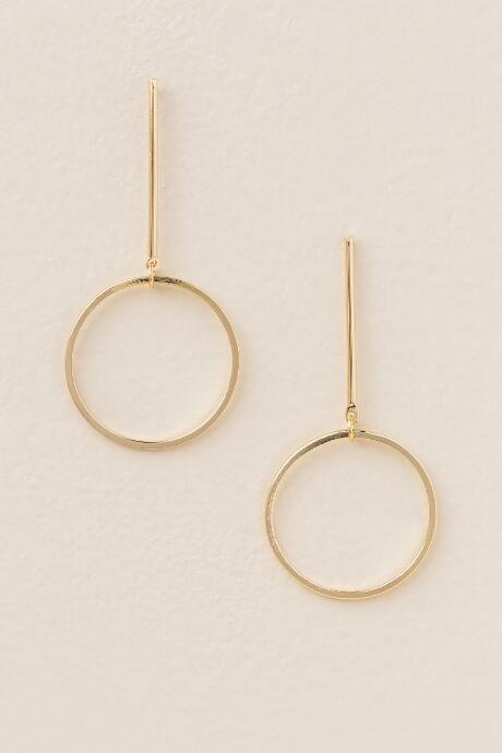 Francesca's Odine Circle Bar Drop Earring - Gold