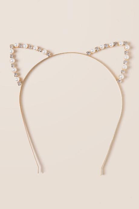 Francesca's Zora Embellished Cat Ear Headband - Gold