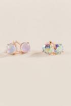 Francesca's Jade Opal Studs Set In Rose Gold - Iridescent