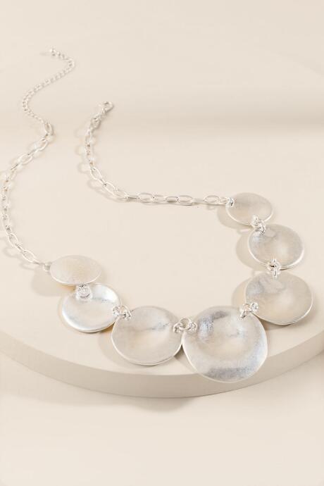 Francesca's Lottie Worn Medallion Statement Necklace - Silver