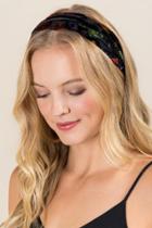 Francesca's Nydia Floral Velvet Headwrap - Black
