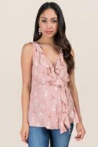 Blue Rain Gretta Floral Ruffle Wrap Top - Rose