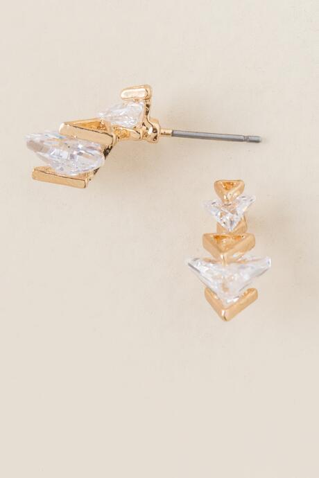 Francesca's Nola Cubic Zirconia Triangle Stud Earring - Crystal