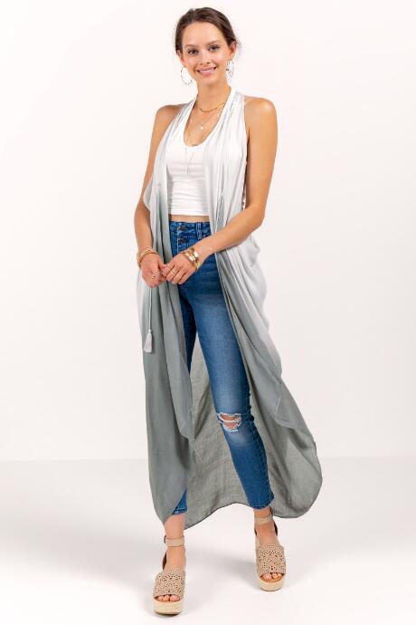 Francesca's Becca Duster Vest - Deep Moss