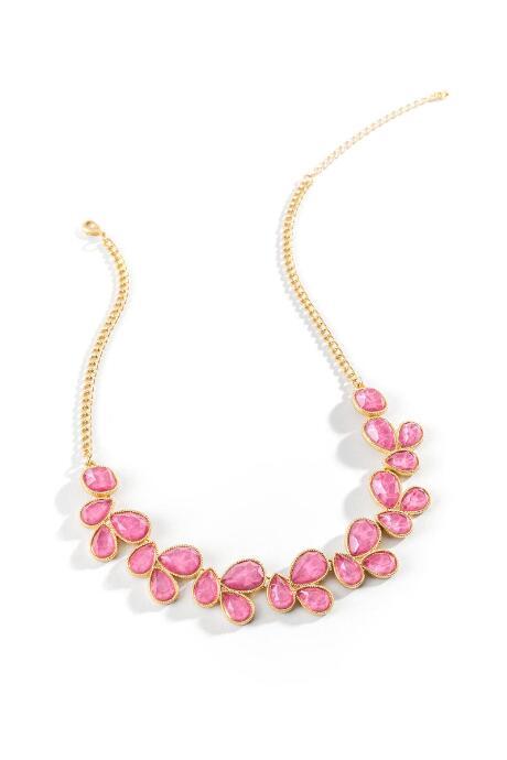 Francesca's Nora Facet Statement Necklace - Berry