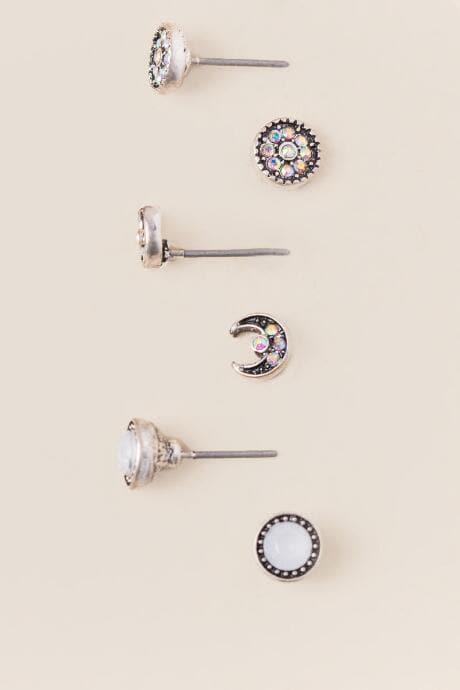 Francesca's Moon Opal Stud Earring Set - Rose/gold