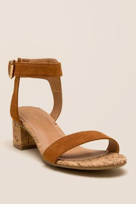 Rampage Hydee Strappy Cork Block Heel - Cognac