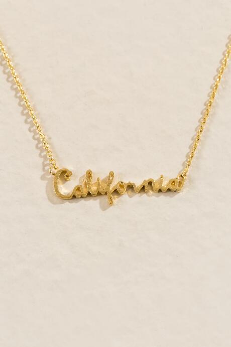 Francesca's California Script Necklace In Gold - Gold