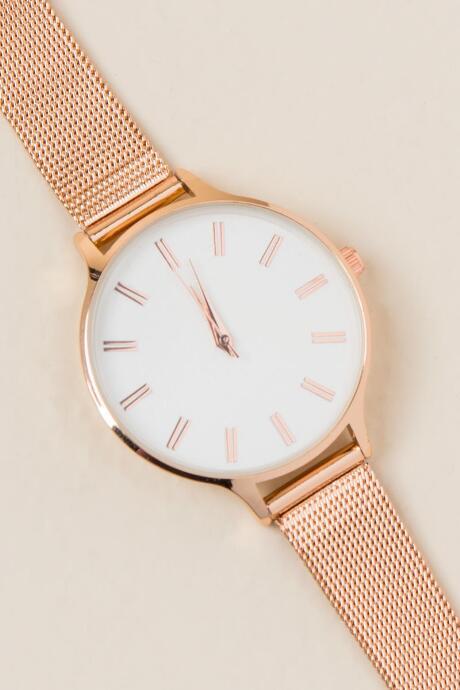 Francesca's Jessica Mesh Band Watch - Rose/gold