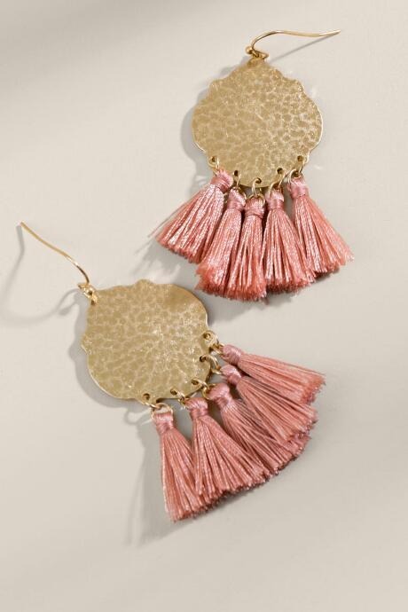 Francesca's Brenna Tassel Statement Earrings In Pink - Pink