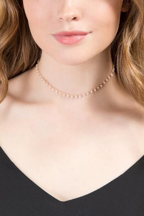 Francescas Mazy Mini Pearl Chain Choker - Pearl