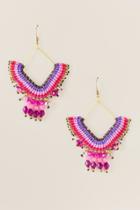 Francesca's Nika Tribal Bead Drop Earring - Purple