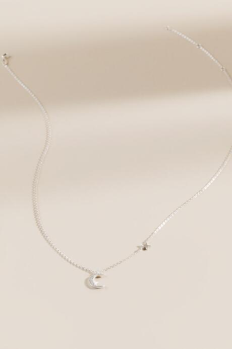 Francesca's Rainah Star & Moon Necklace - White