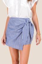 Francesca's Winona Wrap Front Chambray Skort - Chambray
