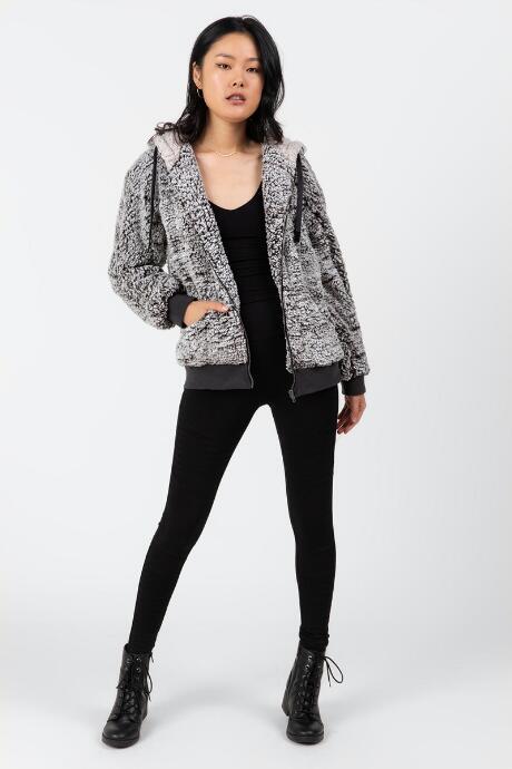 Francesca's Ramonna Faux Fur Zip Jacket- Don't Make Active -confirming Style W/ Buyer - Heather Oat