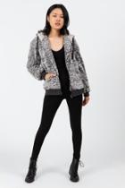 Francesca's Ramonna Faux Fur Zip Jacket- Don't Make Active -confirming Style W/ Buyer - Heather Oat