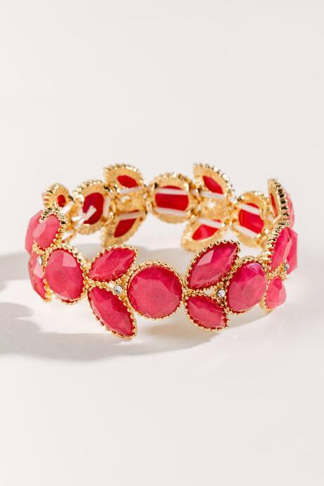 Francesca's Casey Olive Stone Stretch Bracelet - Berry