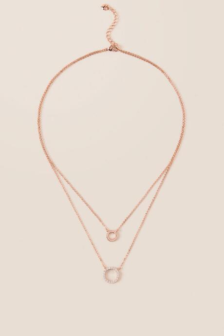 Francesca's 20k Rose Gold Double Circle Necklace - Rose/gold