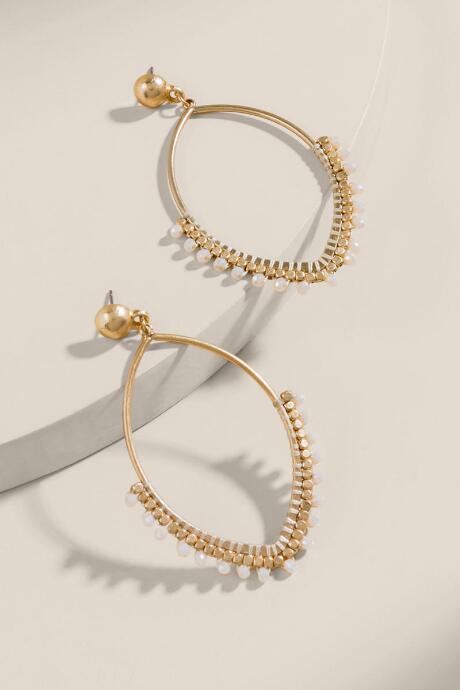 Francesca's Erika Beaded Drop Earrings - Ivory
