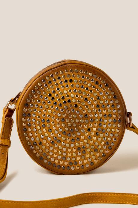 Francesca's Violetta Studded Canteen Crossbody - Tan
