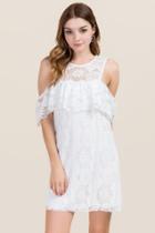 Mi Ami Cecile Cold Shoulder Lace Dress - White