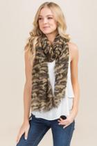 Francesca's Jill Camo Oblong Scarf - Green