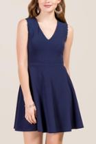Francesca's Ashleigh Embelished Shoulder Ponte Dress - Navy