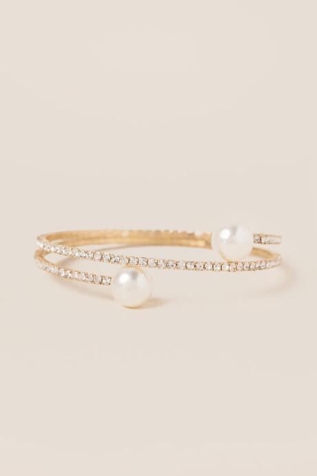 Francesca's Kiera Crystal Pearl Coil Bracelet - Crystal