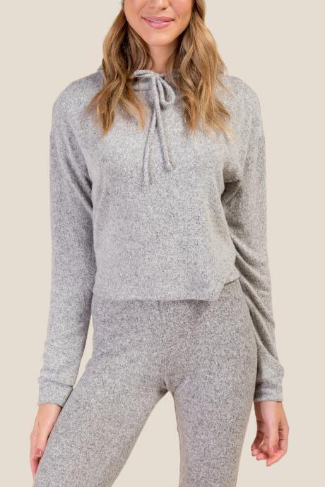 Francesca Inchess Sofia Cozy Cropped Brushed Knit Sweatshirt - Heather Oat
