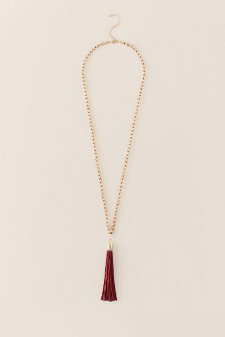 Francesca's Jessica Suede Tassel Pendant - Burgundy