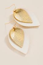 Francesca's Jaclyn Leather Leaf Earrings - Ivory