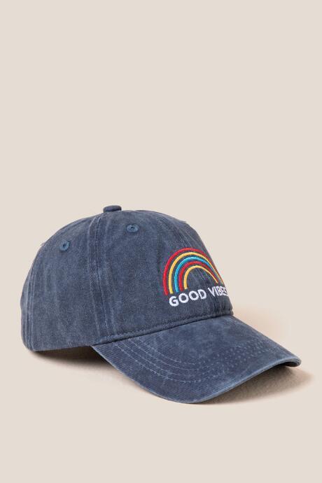 Francesca's Good Vibes Baseball Hat - Navy
