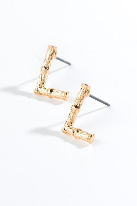 Francesca's L Bamboo Initial Studs - Gold