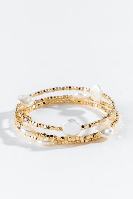 Francesca's Catrina Pearl Coil Bracelet - Gold