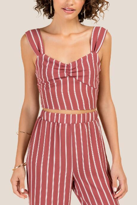 Francesca Inchess Kate Striped Crop Top - Rose