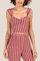Francesca Inchess Kate Striped Crop Top - Rose