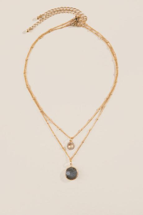 Francesca's Rachelle Layered Pendant Necklace - Black
