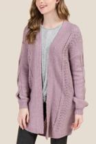 Francesca's Casey Open Twist Sleeve Cardigan - Lavender