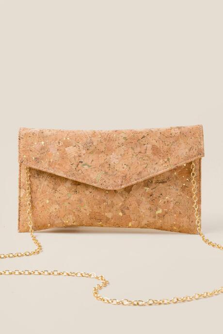 Francesca's Beth Speckled Cork Clutch - Gold