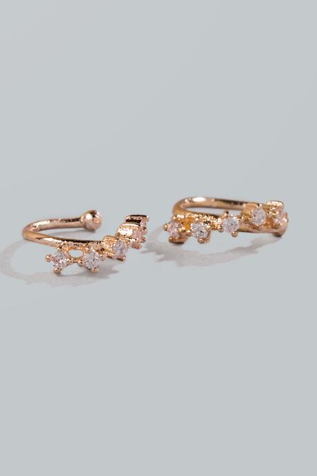 Francesca's Trinity Rose Gold Earring Cuff - Rose/gold
