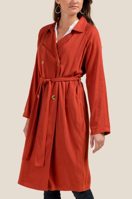 Francesca's Jenny Double Breasted Trench Coat - Cinnamon