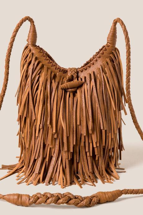 Francesca's Piper Fringe Tote - Cognac