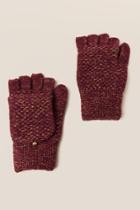 Francesca's Cadence Lurex Flip Top Gloves - Burgundy