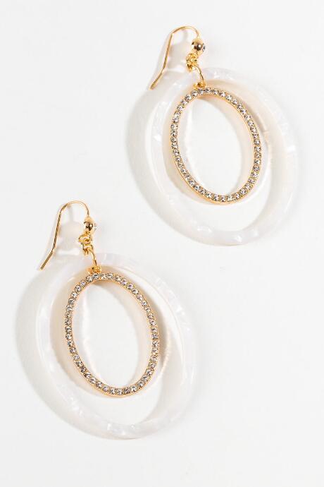 Francesca's Miriam Pav Oval Drop Earrings In Ivory - Ivory