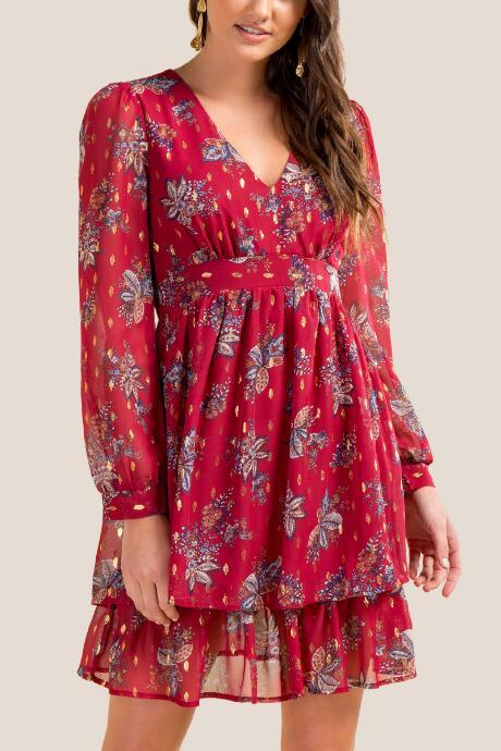 Francesca Inchess Leila Tiered Shift Dress - Brick