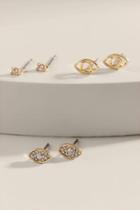 Francesca's Kristin Crystal Evil Eye Stud Set - Crystal