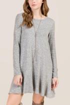 Alya Natalie Drop Waist Hacci Knit Dress - Heather Gray