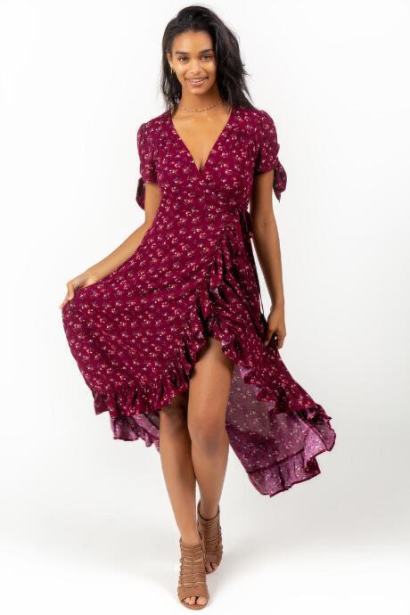 Francesca's Khloe Floral Wrap Dress - Wine
